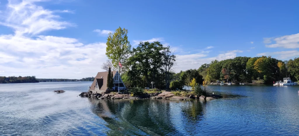 one island of the thousand islands with a house on it